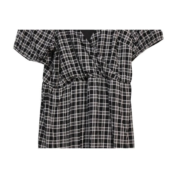 NWT LOFT Dress Size XL Gingham Puff Sleeve Faux Wrap Style Preppy Plaid Classic - Picture 3 of 13